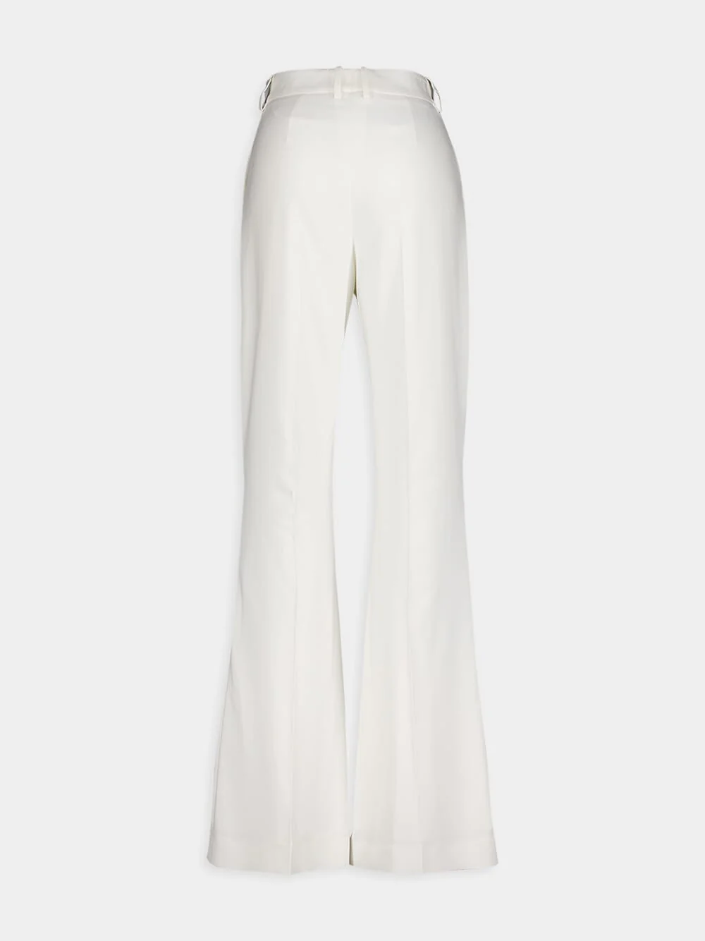 White Crepe Flared Trousers - Image 3