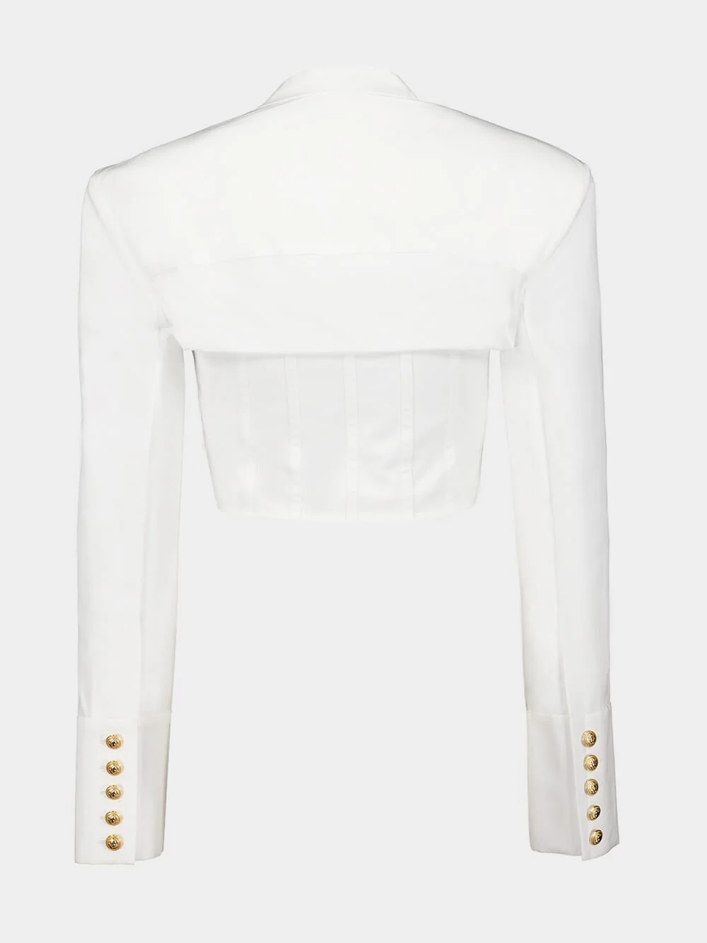 White Cropped Cotton Blouse with Lingerie Cut - Image 2