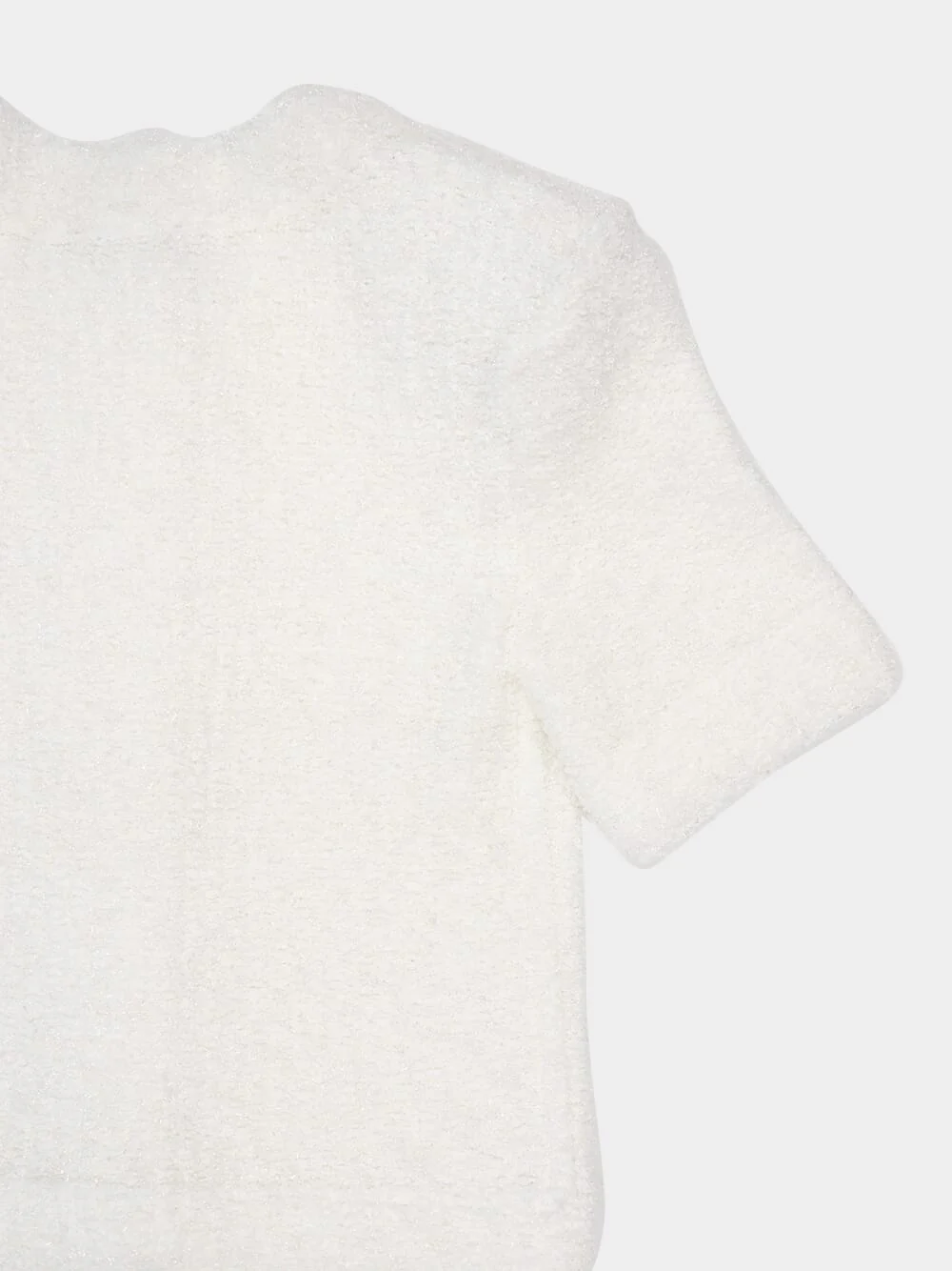 White Cropped Tweed Cardigan - Image 4