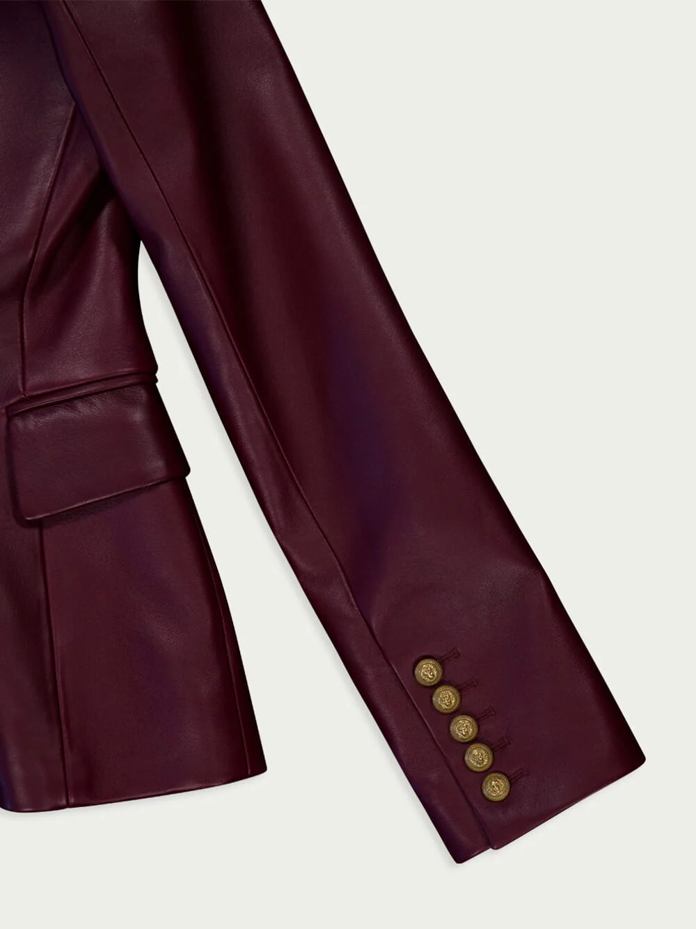 Double-Breasted Leather Blazer - Image 5