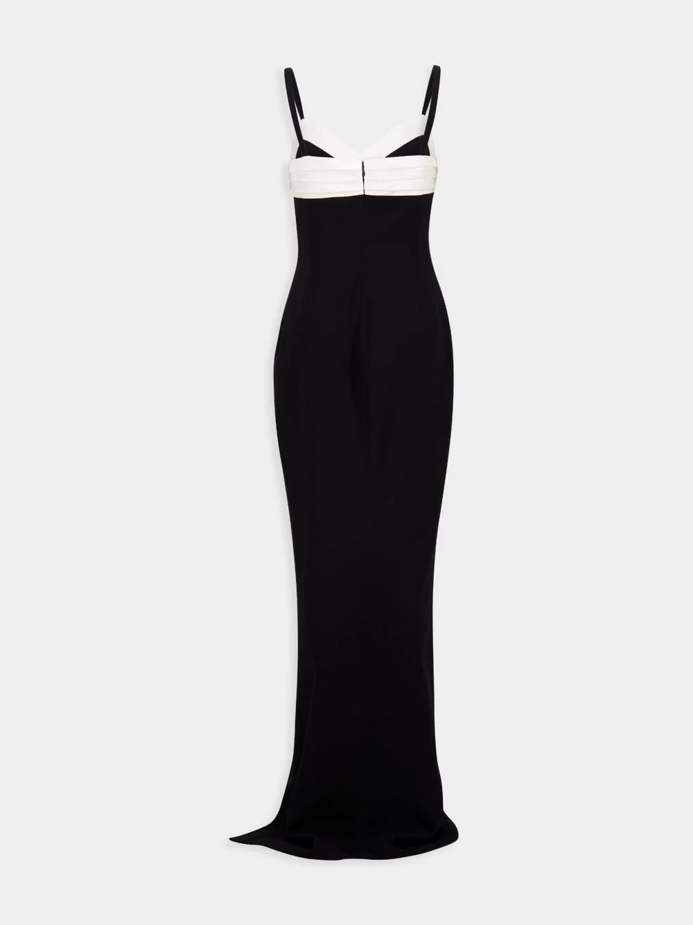 Two-Tone Long Crepe Dress with Leg Slit - Image 3