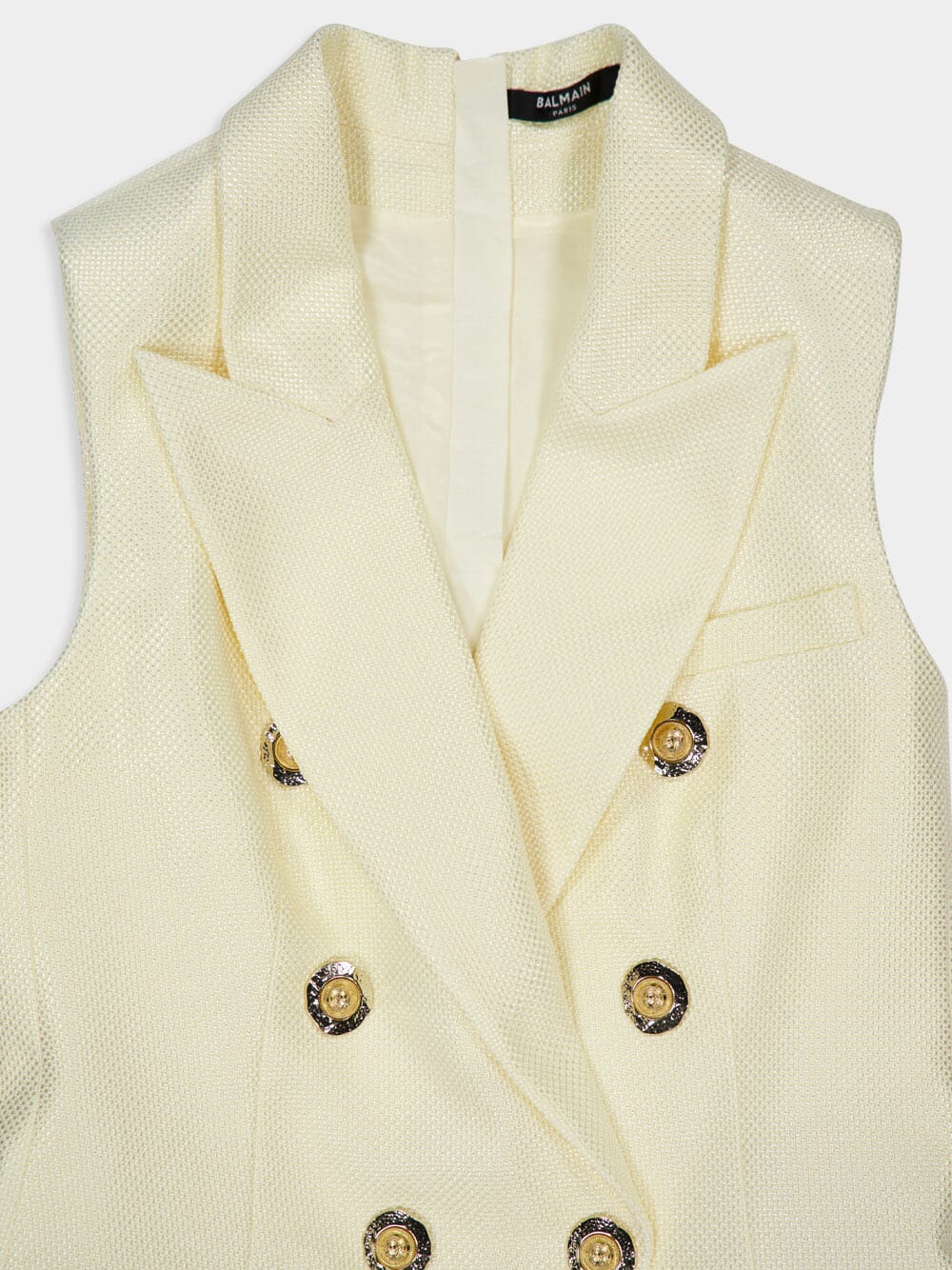 Ecru Sleeveless Tailored Vest - Image 3