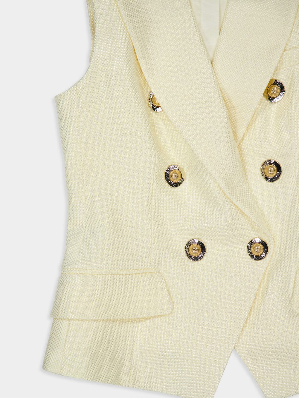 Ecru Sleeveless Tailored Vest - Image 4