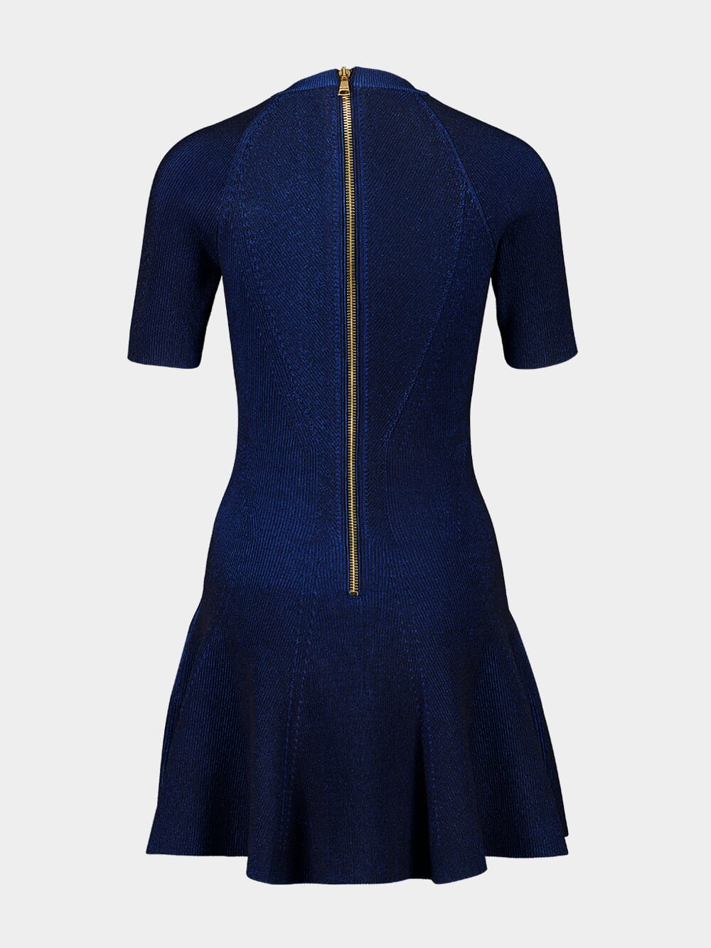 Electric Blue Ribbed Knit Flare Dress - Image 2