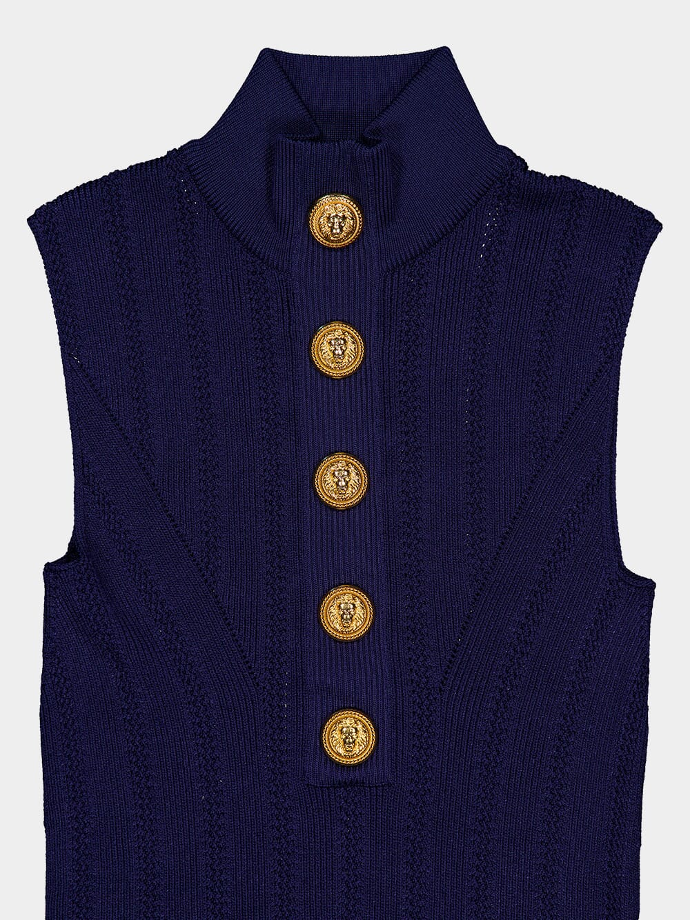 Embossed-Buttons High-Neck Top - Image 5