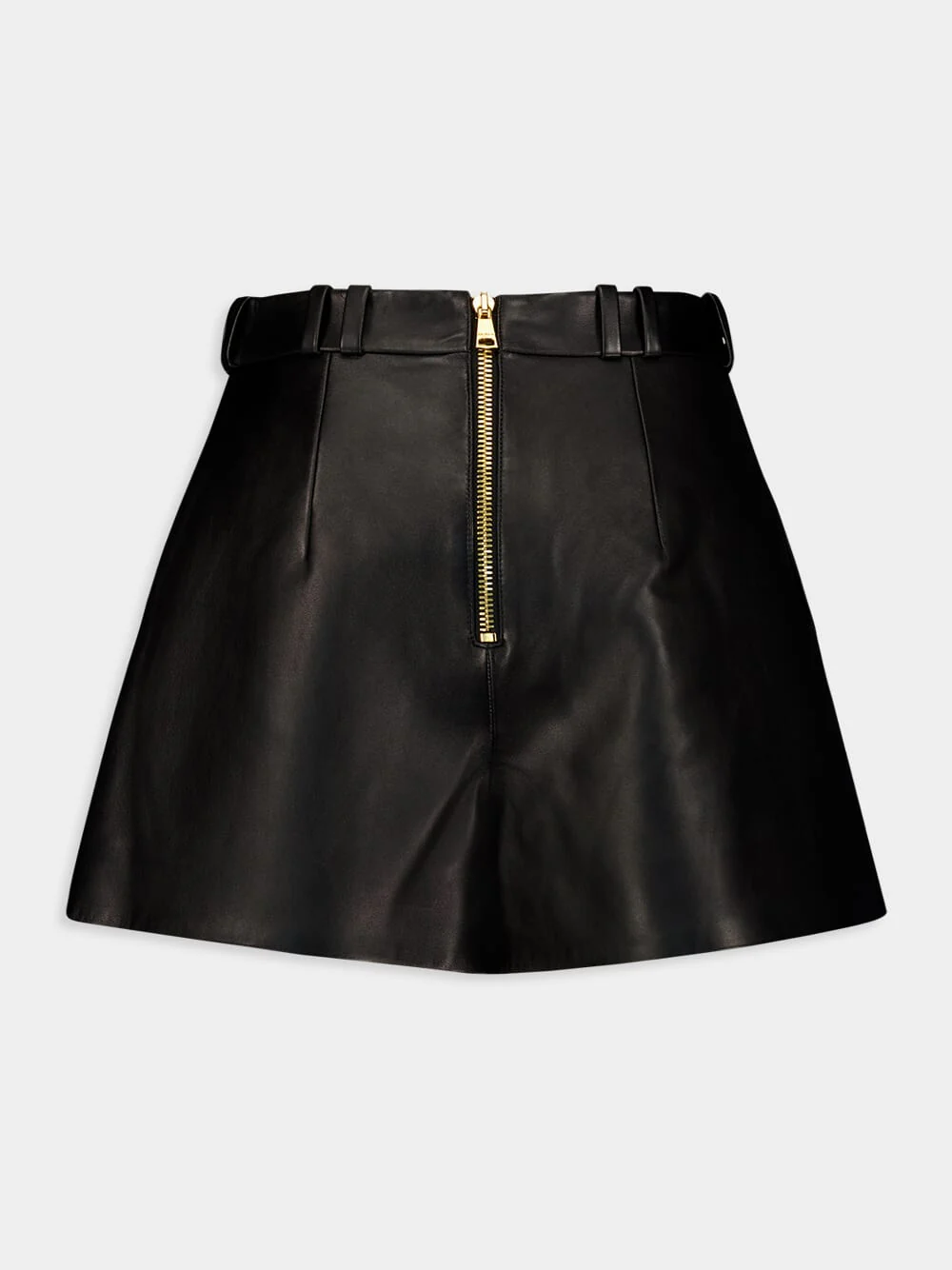 High-Waist Button-Embellished Leather Shorts - Image 3