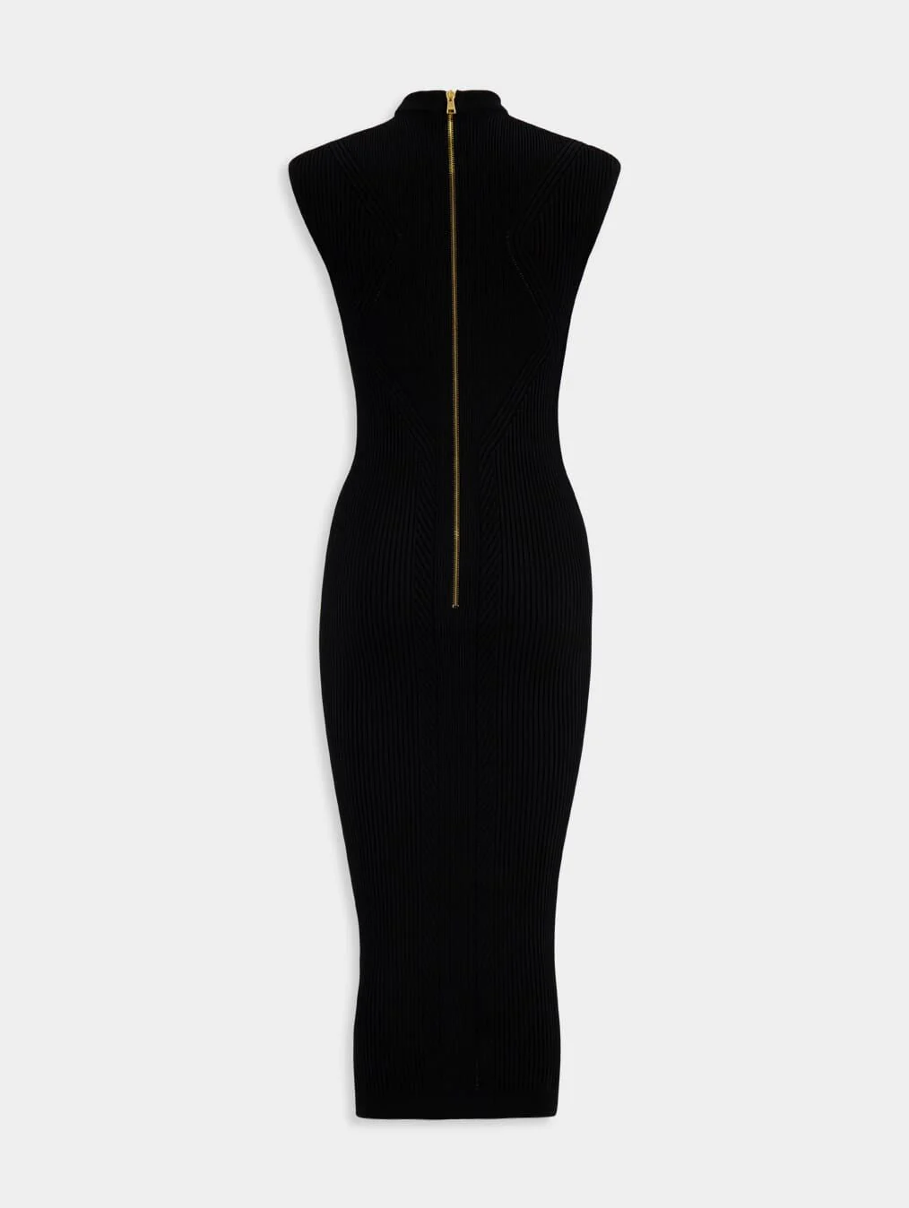 Keyhole-Neck Ribbed Knitted Midi Dress - Image 3