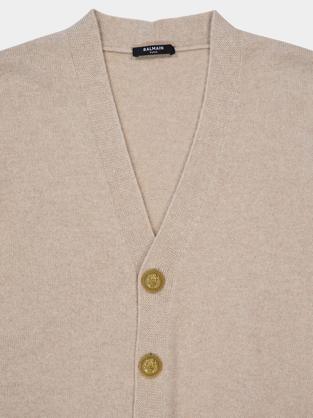 Light Beige Cashmere Buttoned Cardigan - Image 3