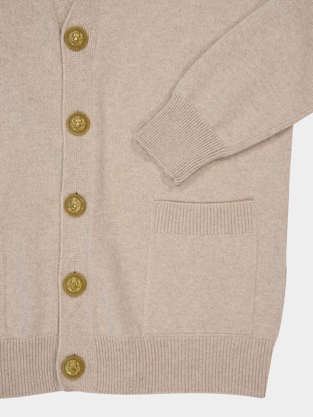 Light Beige Cashmere Buttoned Cardigan - Image 4