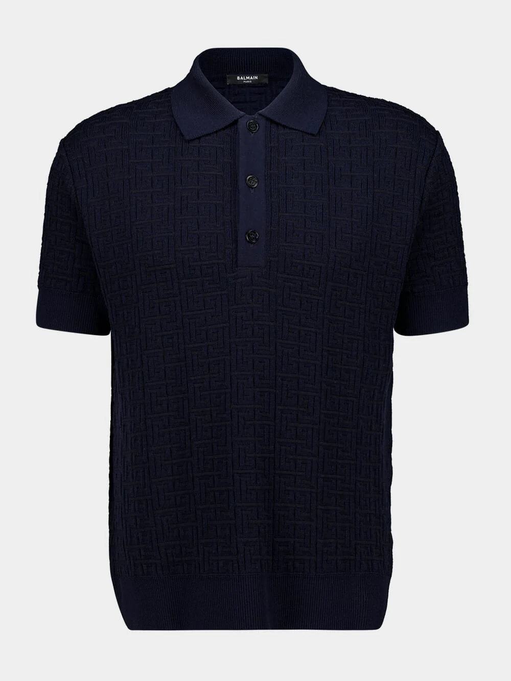 Marine Blue Monogram Knit Polo Shirt