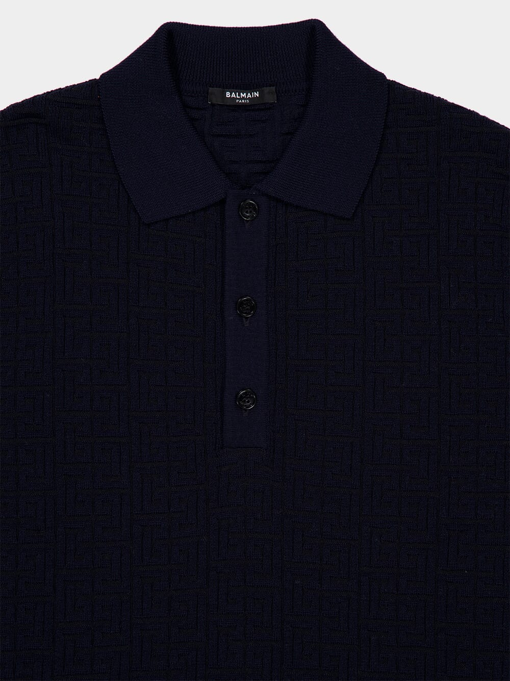 Marine Blue Monogram Knit Polo Shirt - Image 3