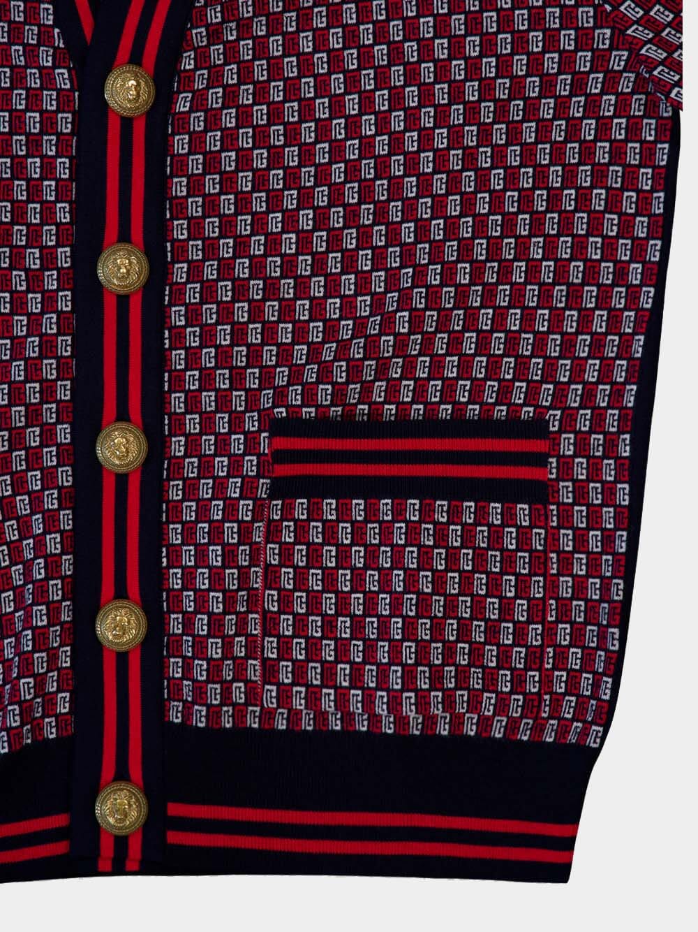 Monogram-Print Checked Wool Cardigan - Image 5
