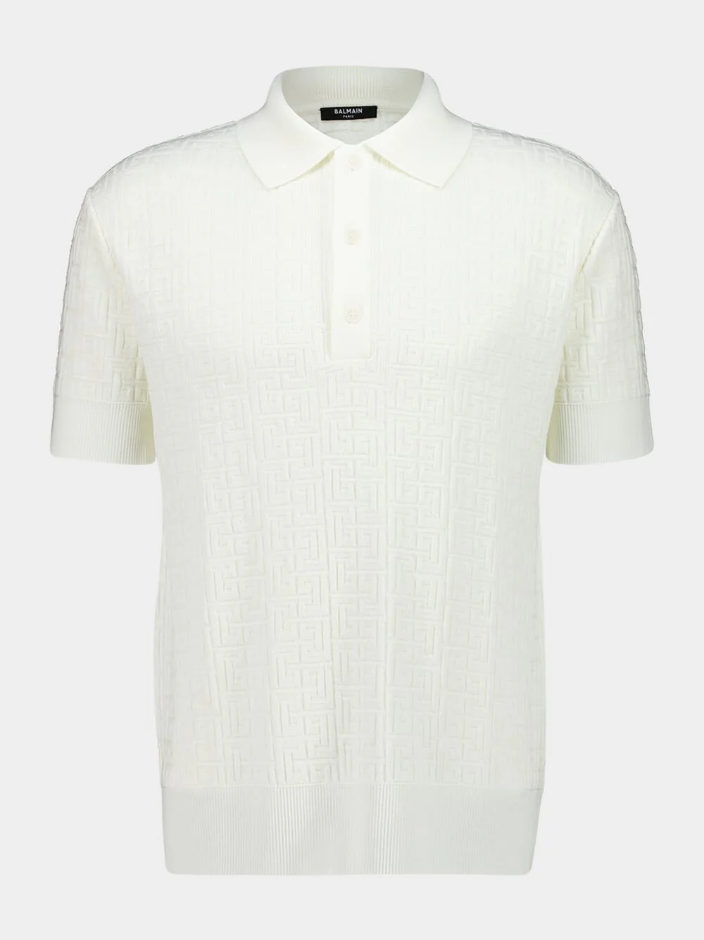 Natural Monogram Knit Wool Polo Shirt - Image 2