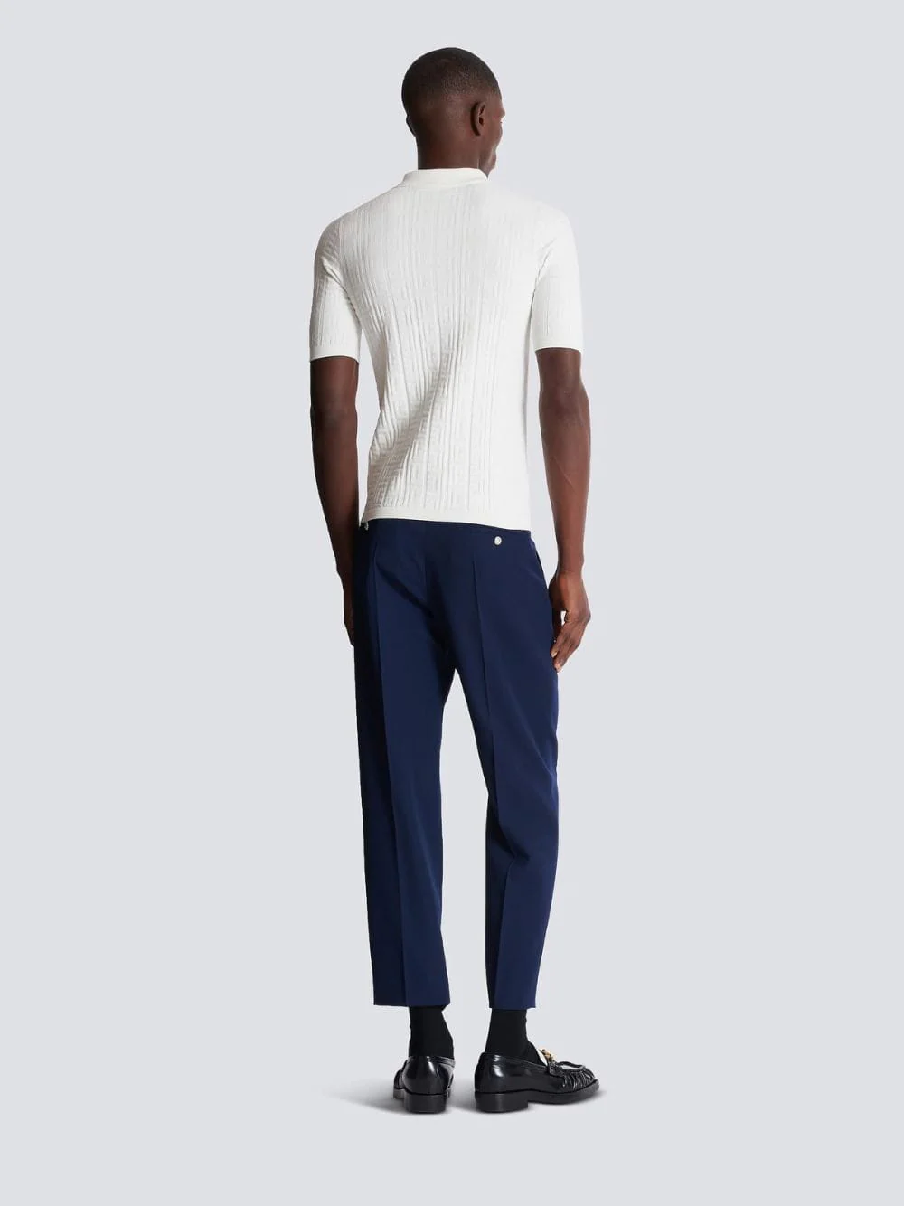 Natural Monogram Knit Wool Polo Shirt - Image 3