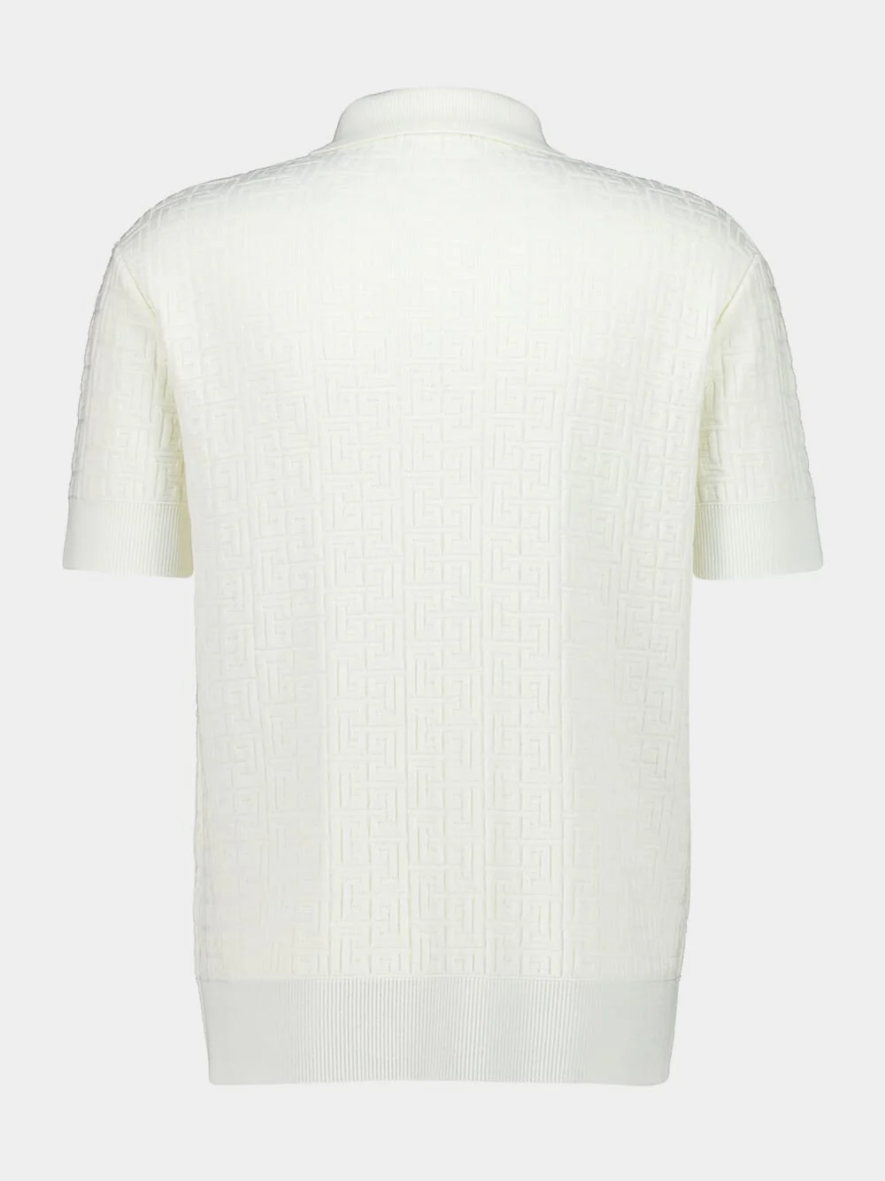 Natural Monogram Knit Wool Polo Shirt - Image 4