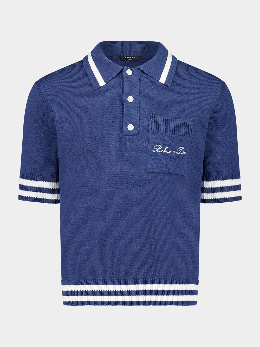 Navy Blue Signature Embroidery Cotton Polo Shirt