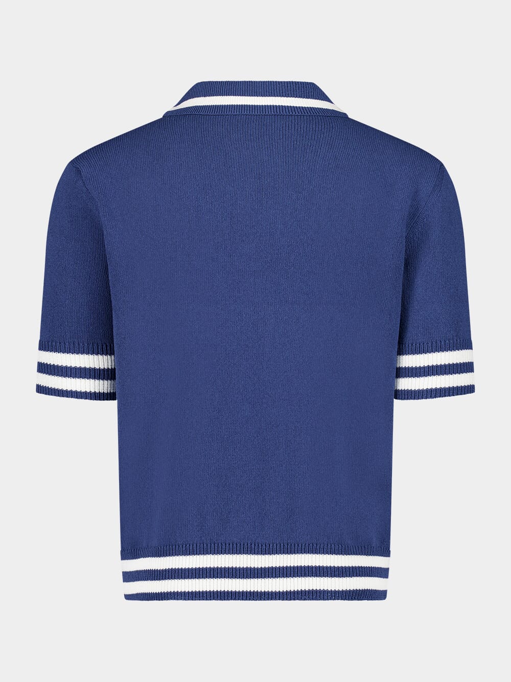 Navy Blue Signature Embroidery Cotton Polo Shirt - Image 3