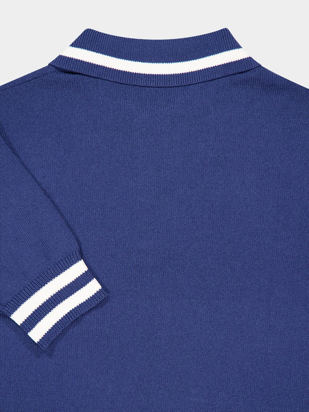 Navy Blue Signature Embroidery Cotton Polo Shirt - Image 6