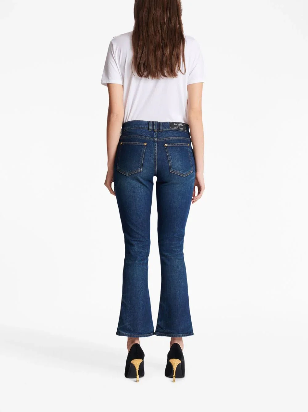 Navy Blue Flared Cotton Jeans - Image 4