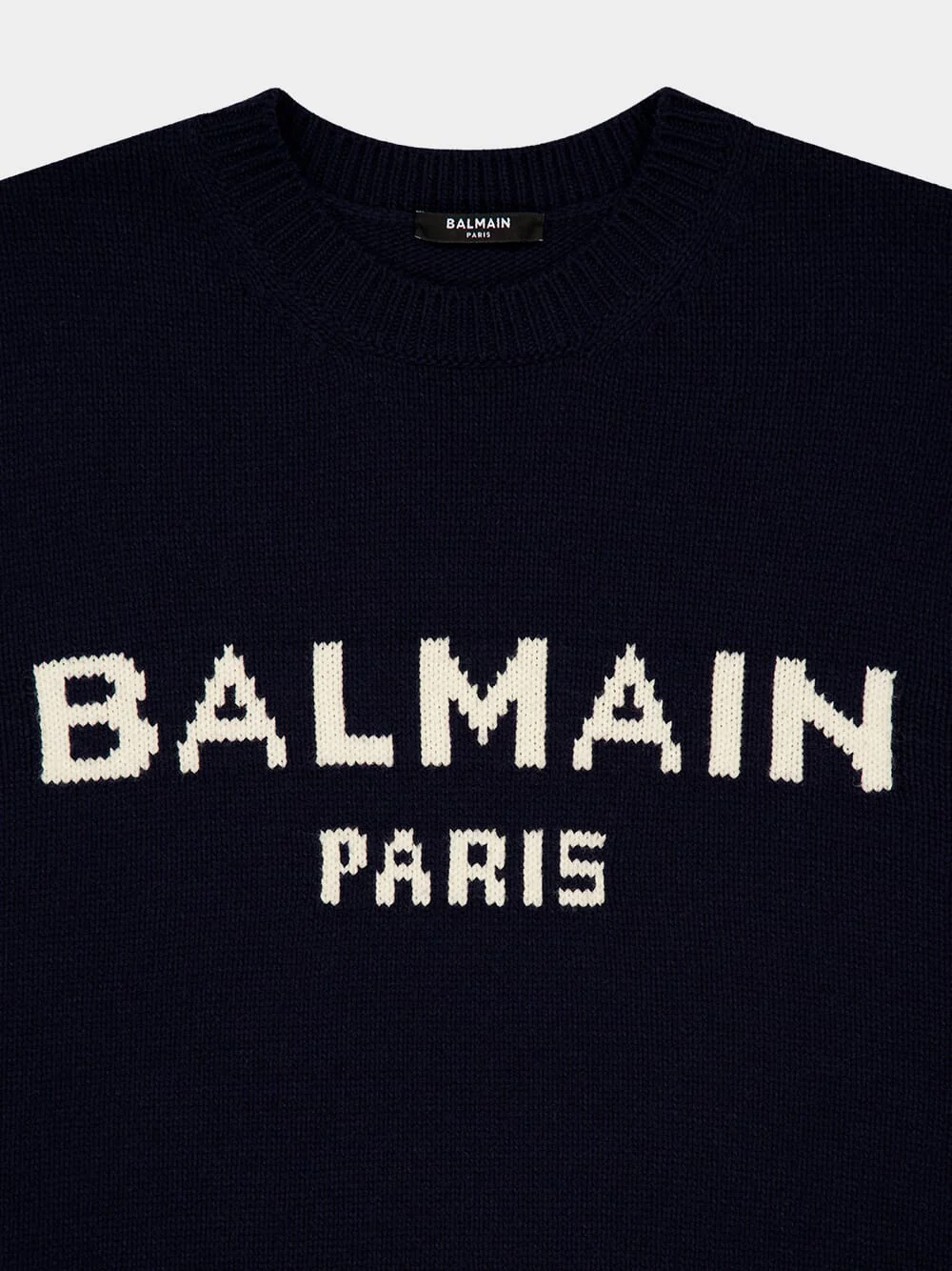 Navy Blue Intarsia Logo Sweater - Image 3