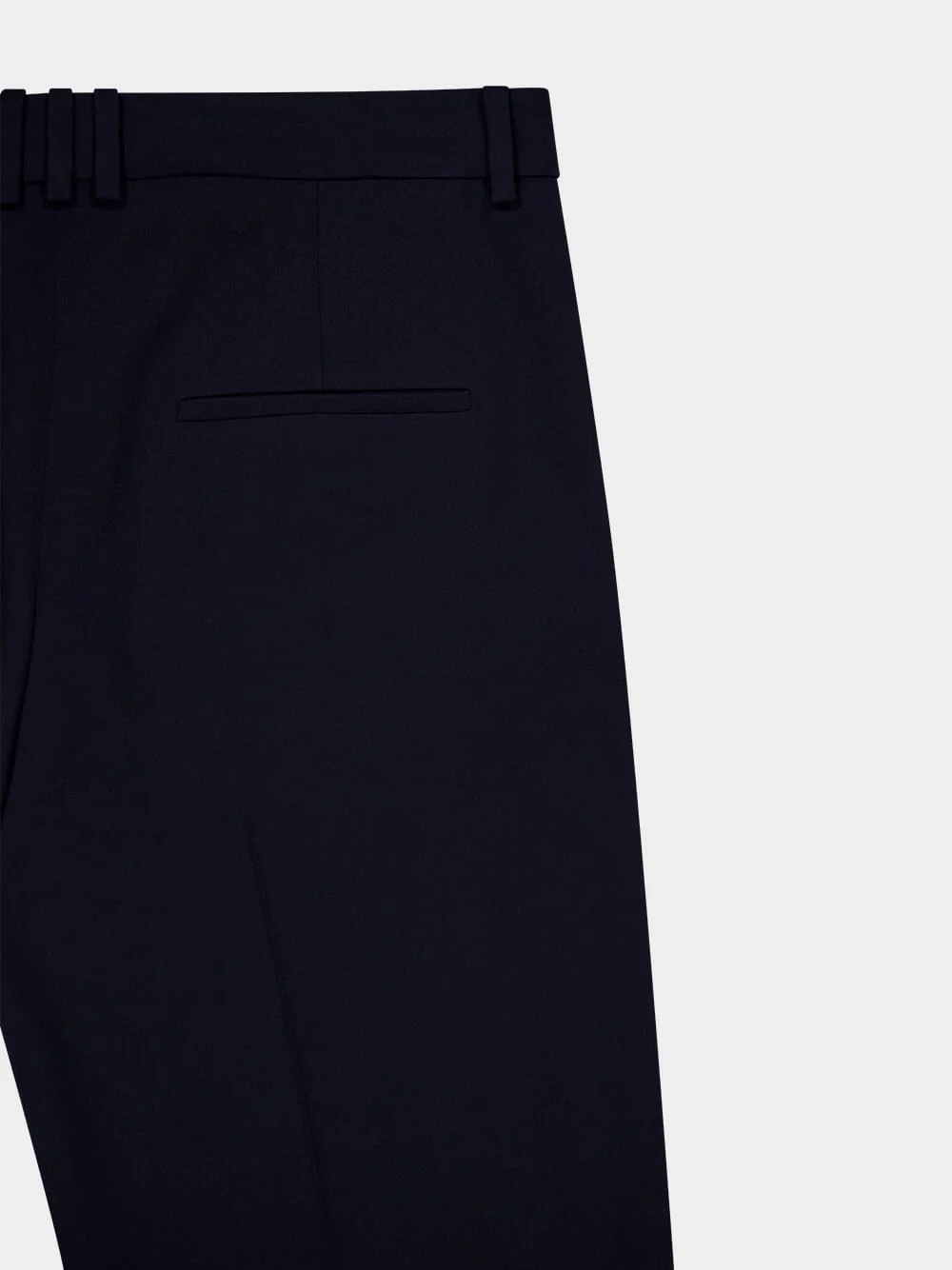 Navy Blue Pleated Grain de Poudre Trousers - Image 4