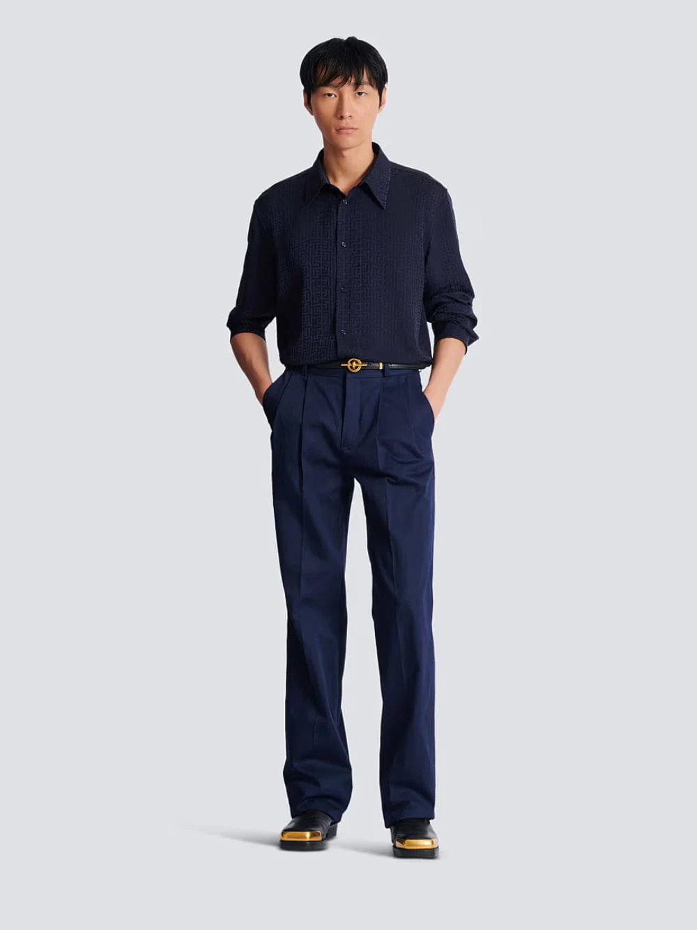 Navy Monogram Jacquard Shirt