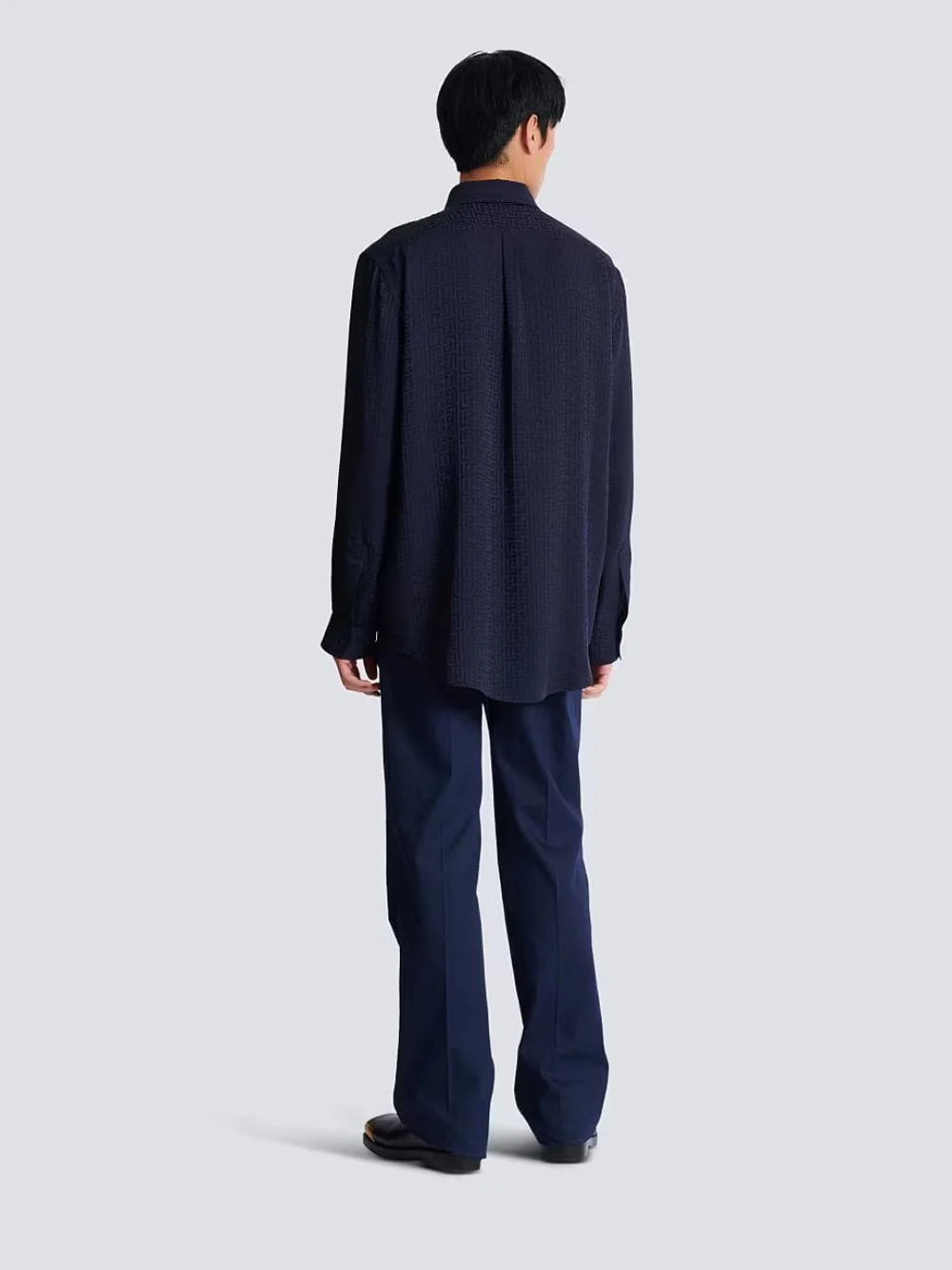 Navy Monogram Jacquard Shirt - Image 3