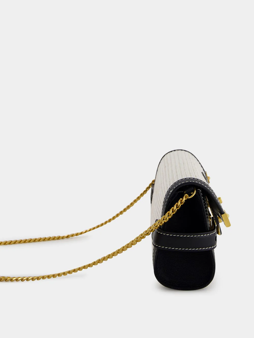 Pouch with Chain B-Buzz 23 in Raffia & Calfskin - Image 4