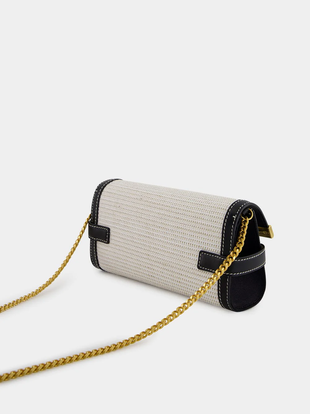 Pouch with Chain B-Buzz 23 in Raffia & Calfskin - Image 5