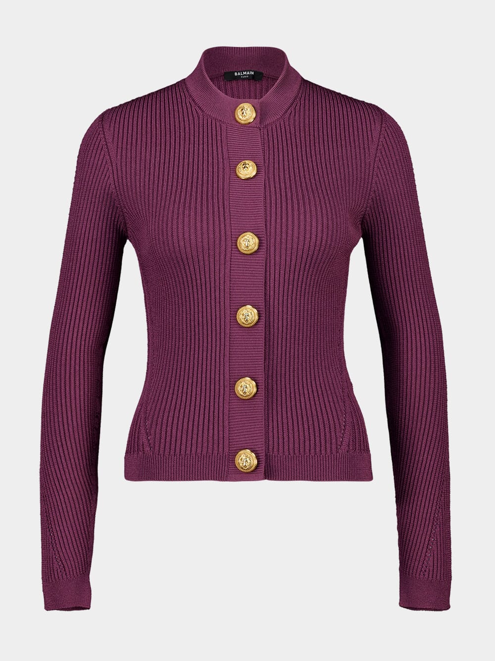 Purple Fitted Knit Cardigan - Image 2