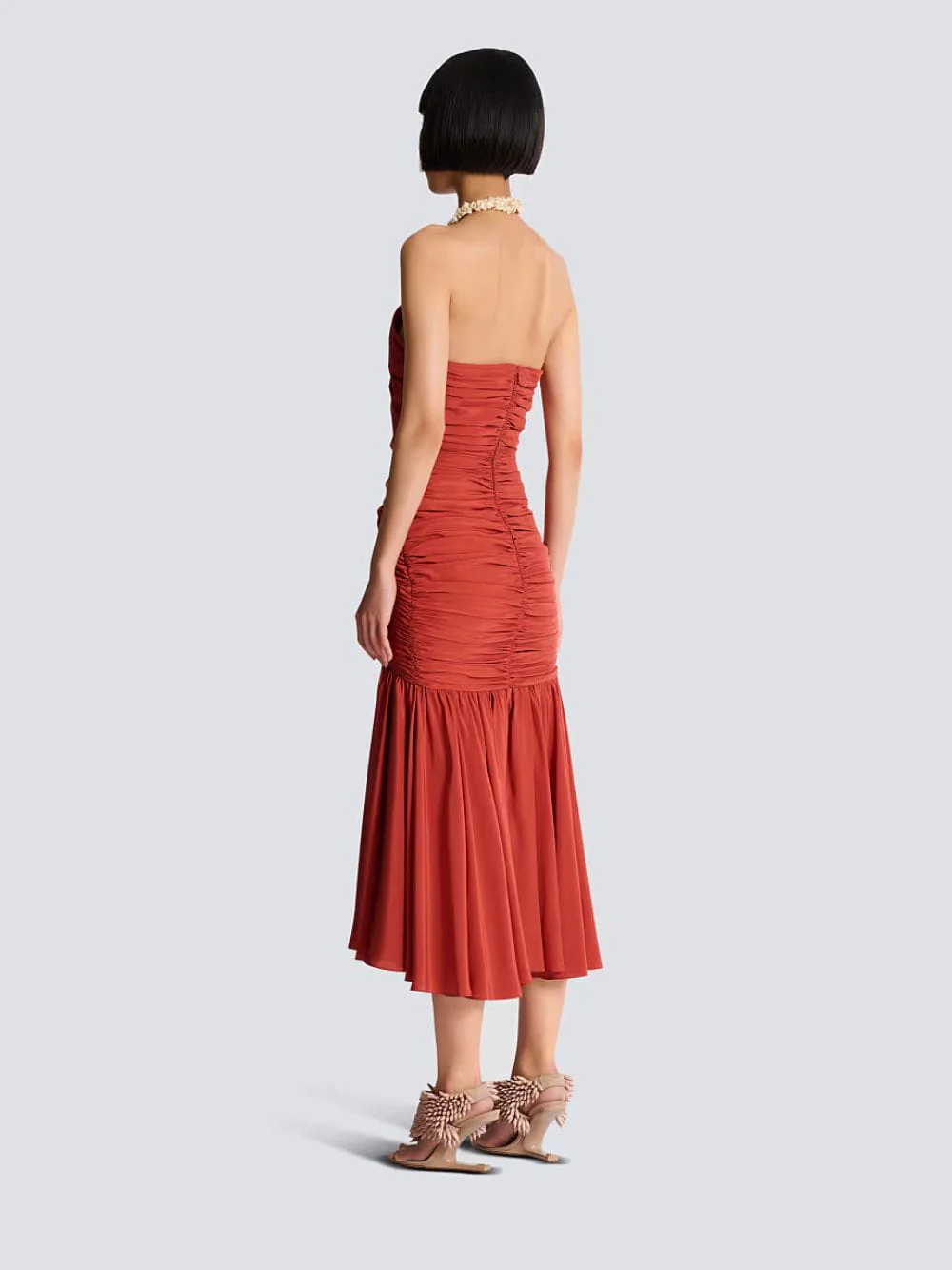 Red Shell Strap Midi Dress - Image 3