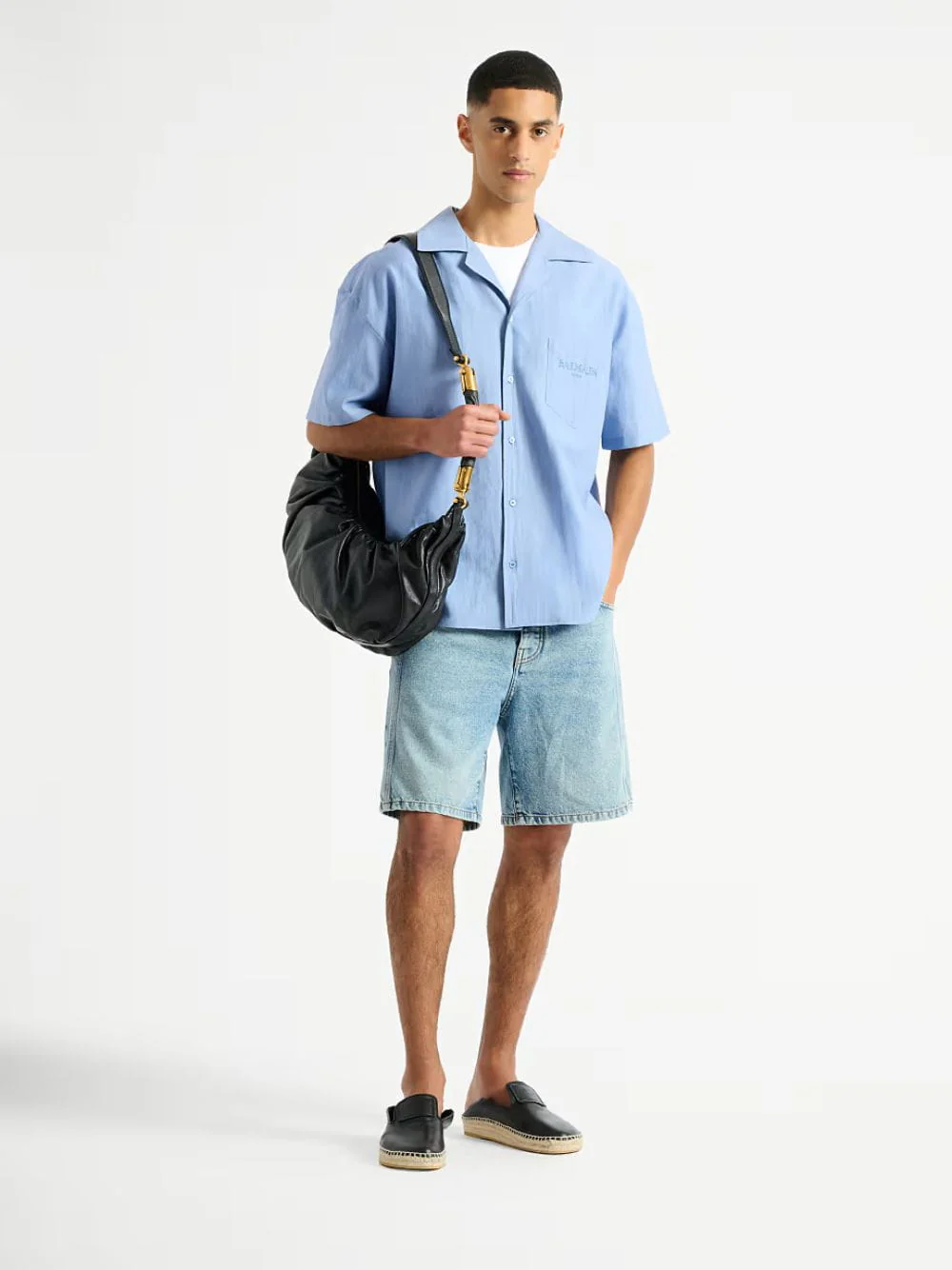 Blue Vintage Herringbone Poplin Shirt