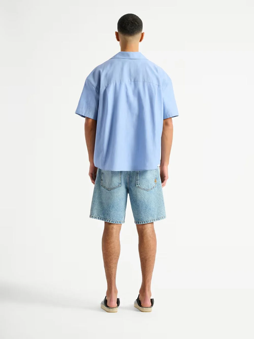 Blue Vintage Herringbone Poplin Shirt - Image 3