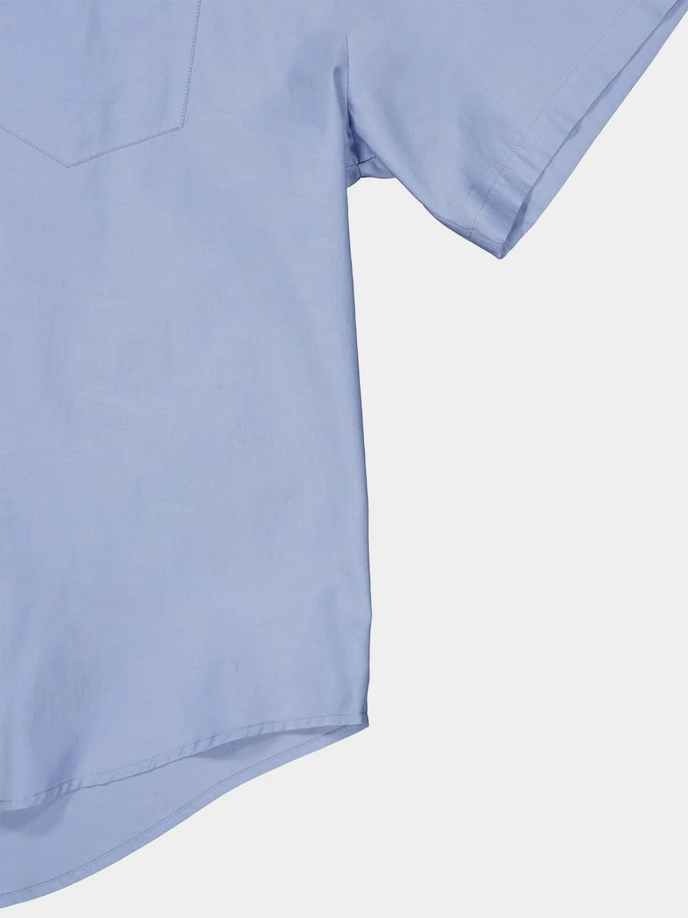 Blue Vintage Herringbone Poplin Shirt - Image 6