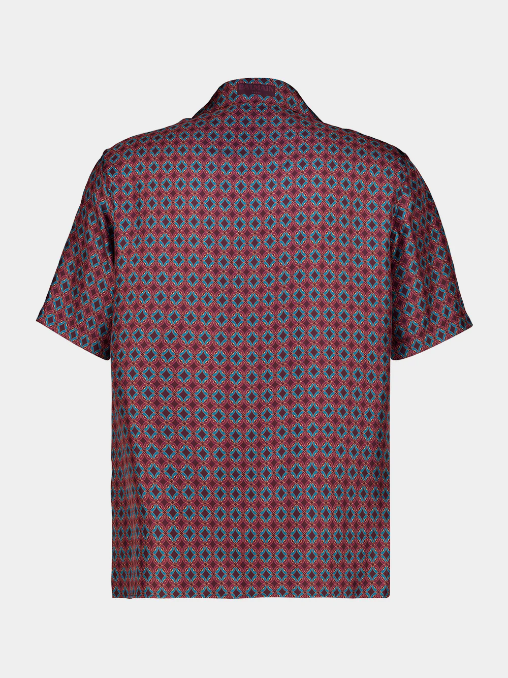 Red Tie Print Silk Short-Sleeve Shirt - Image 2