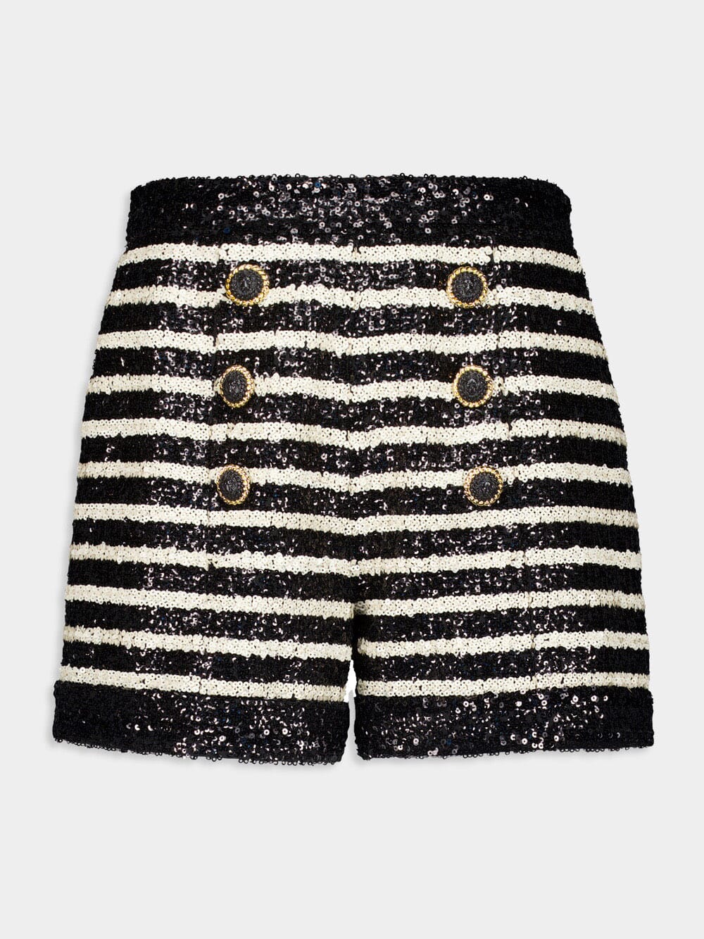 Striped Rhinestone-Embellished Shorts