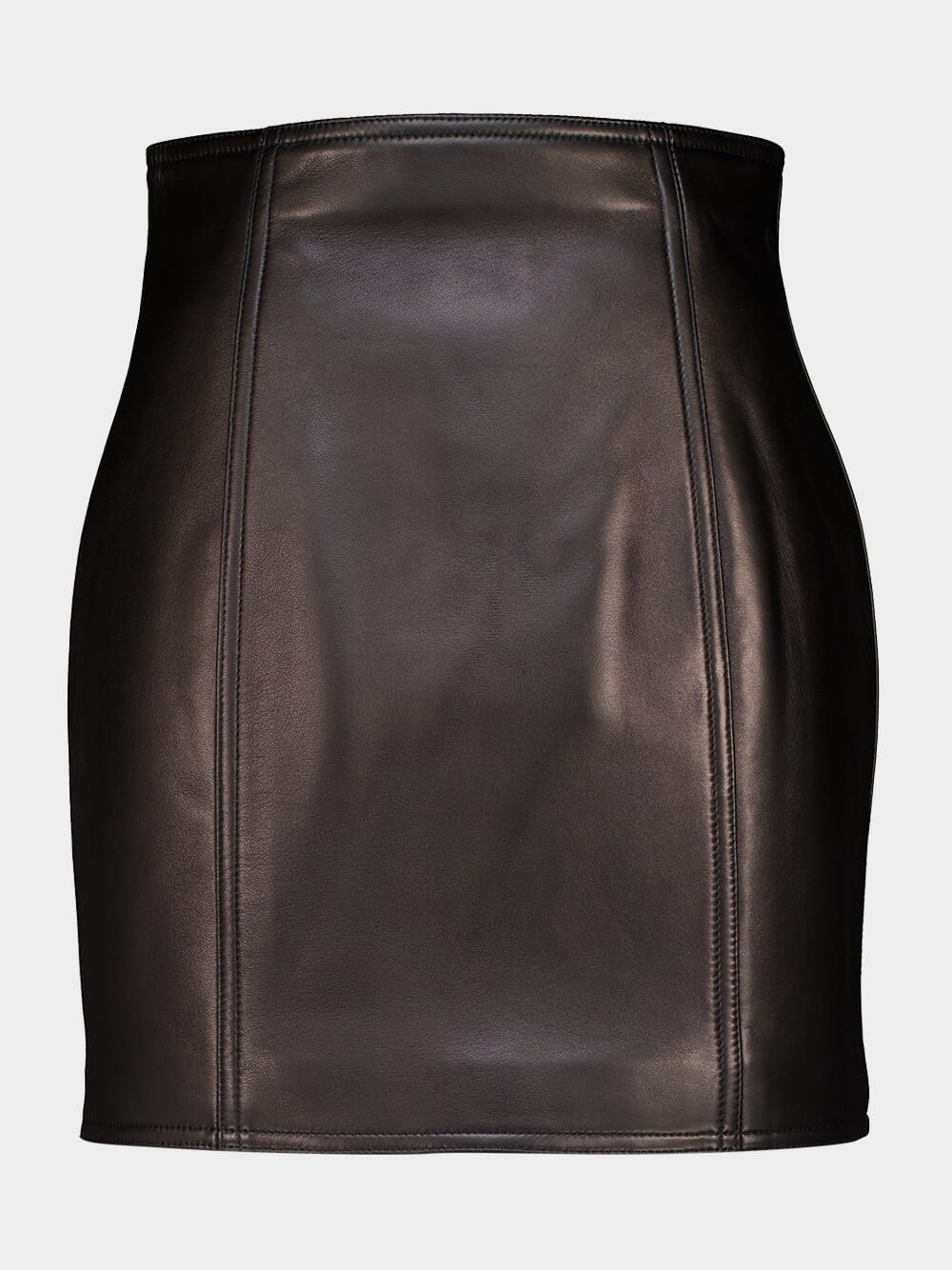 Black High-Waist Leather Mini Skirt