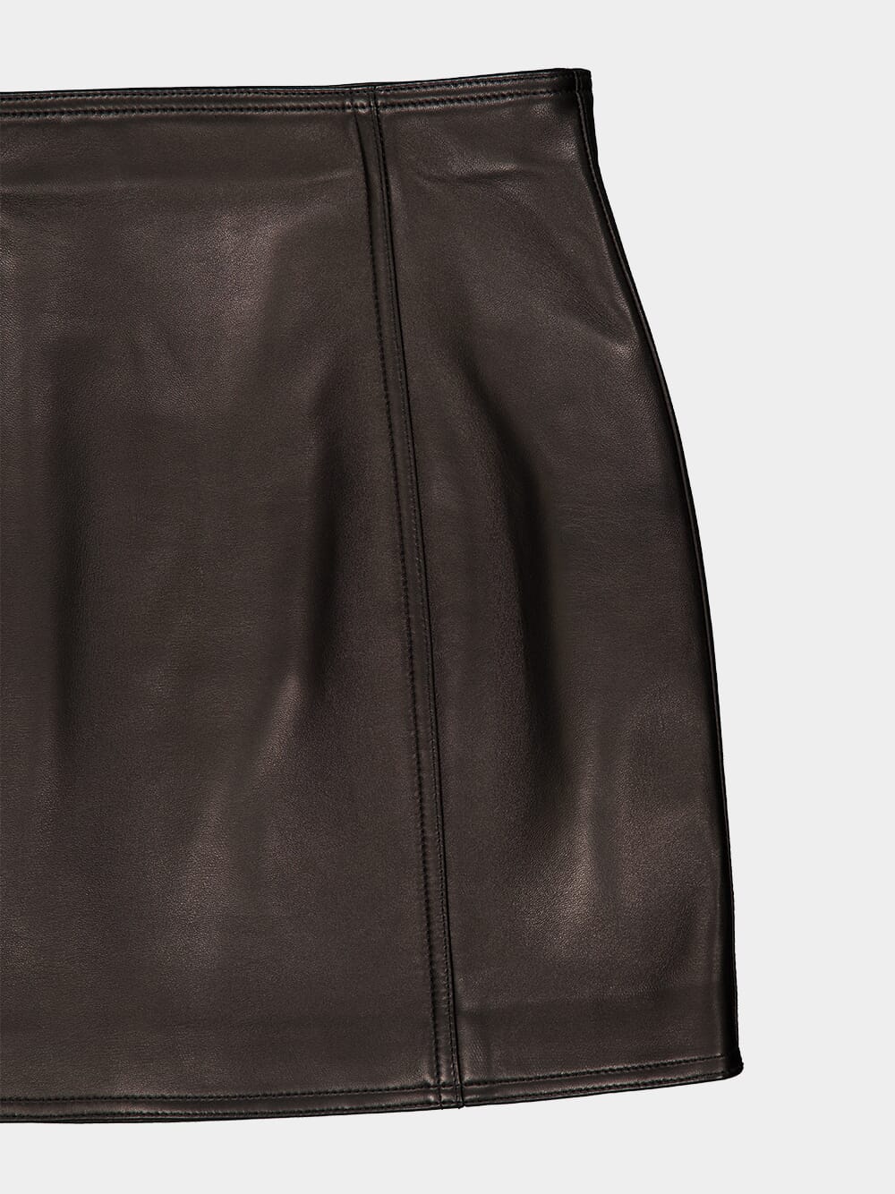Black High-Waist Leather Mini Skirt - Image 3