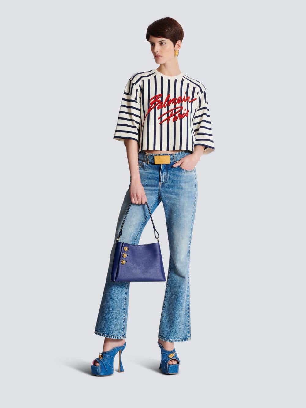 Striped Cropped Baseball Top - Image 2