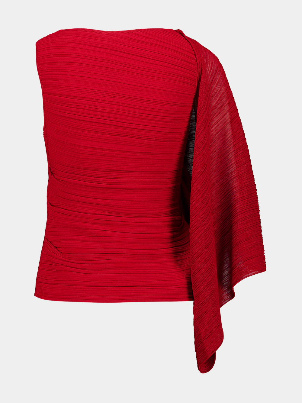 Red Asymmetrical Draped Viscose Top - Image 4