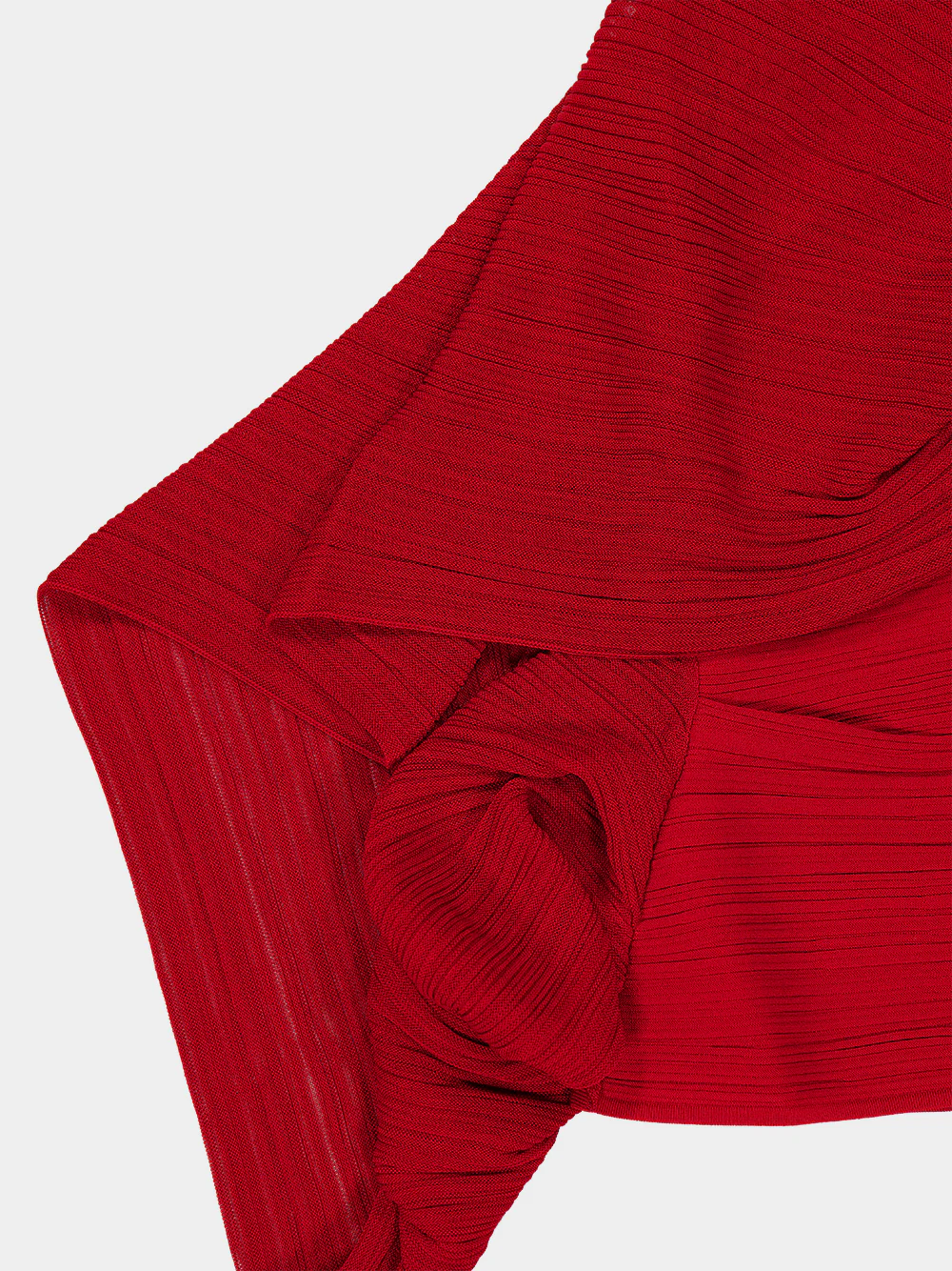 Red Asymmetrical Draped Viscose Top - Image 6