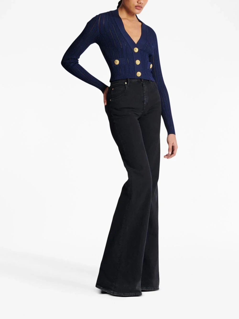 V-Neck Cropped Cardigan - Image 4