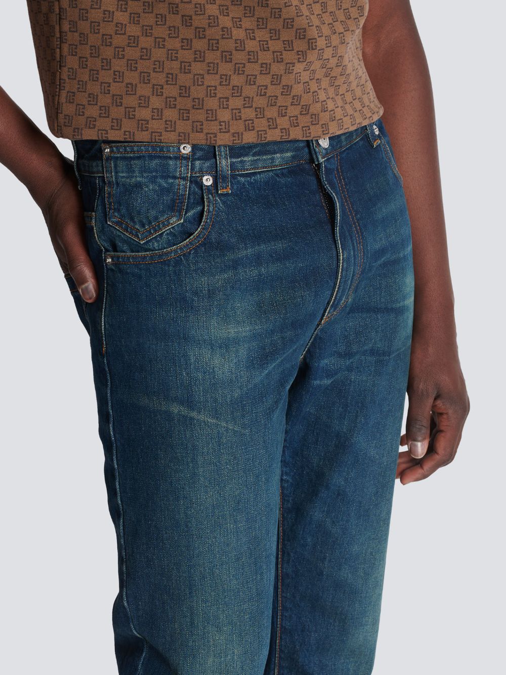 Vintage Logo-Patch Cotton Jeans - Image 5