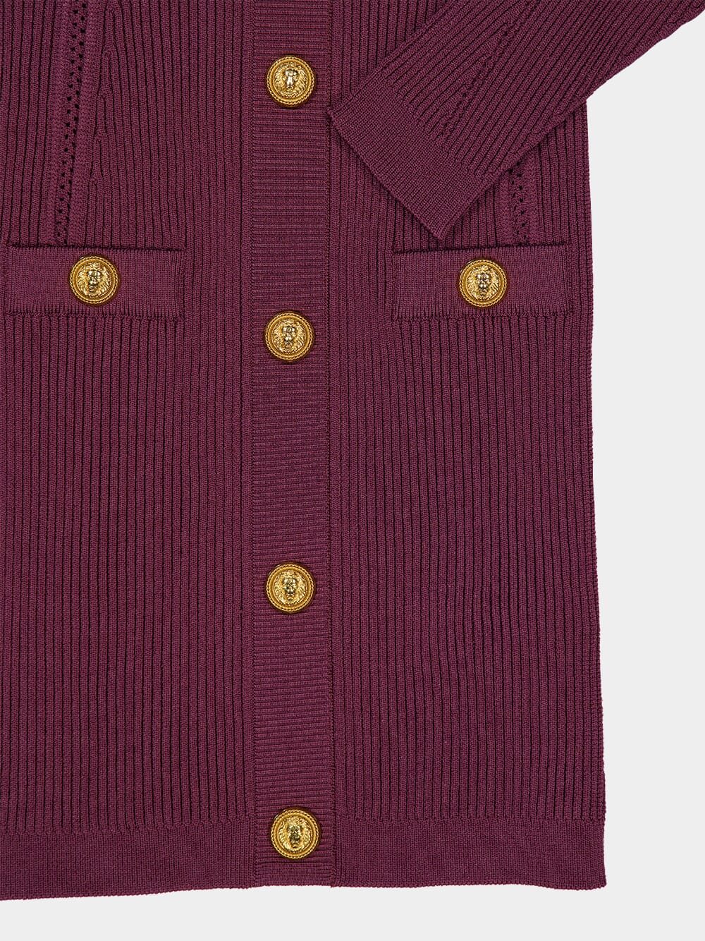Violet Foncé Ribbed V-Neck Buttoned Bodycon Dress - Image 4