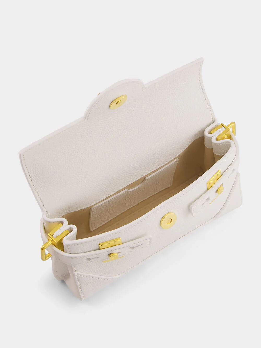 White B-Buzz Grained Calfskin Bag - Image 6