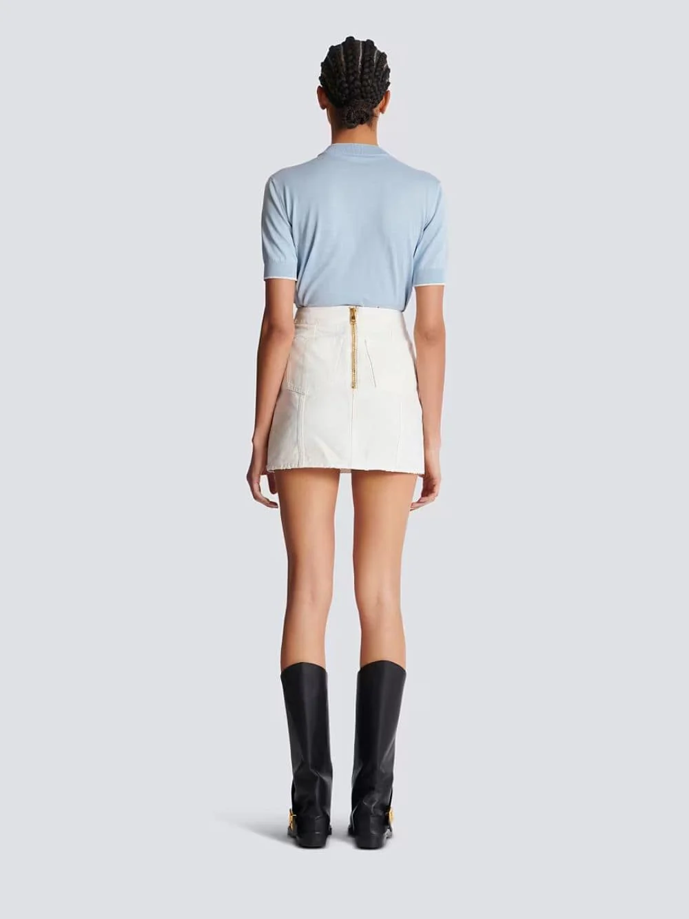 White Cotton Canvas Mini Skirt - Image 4