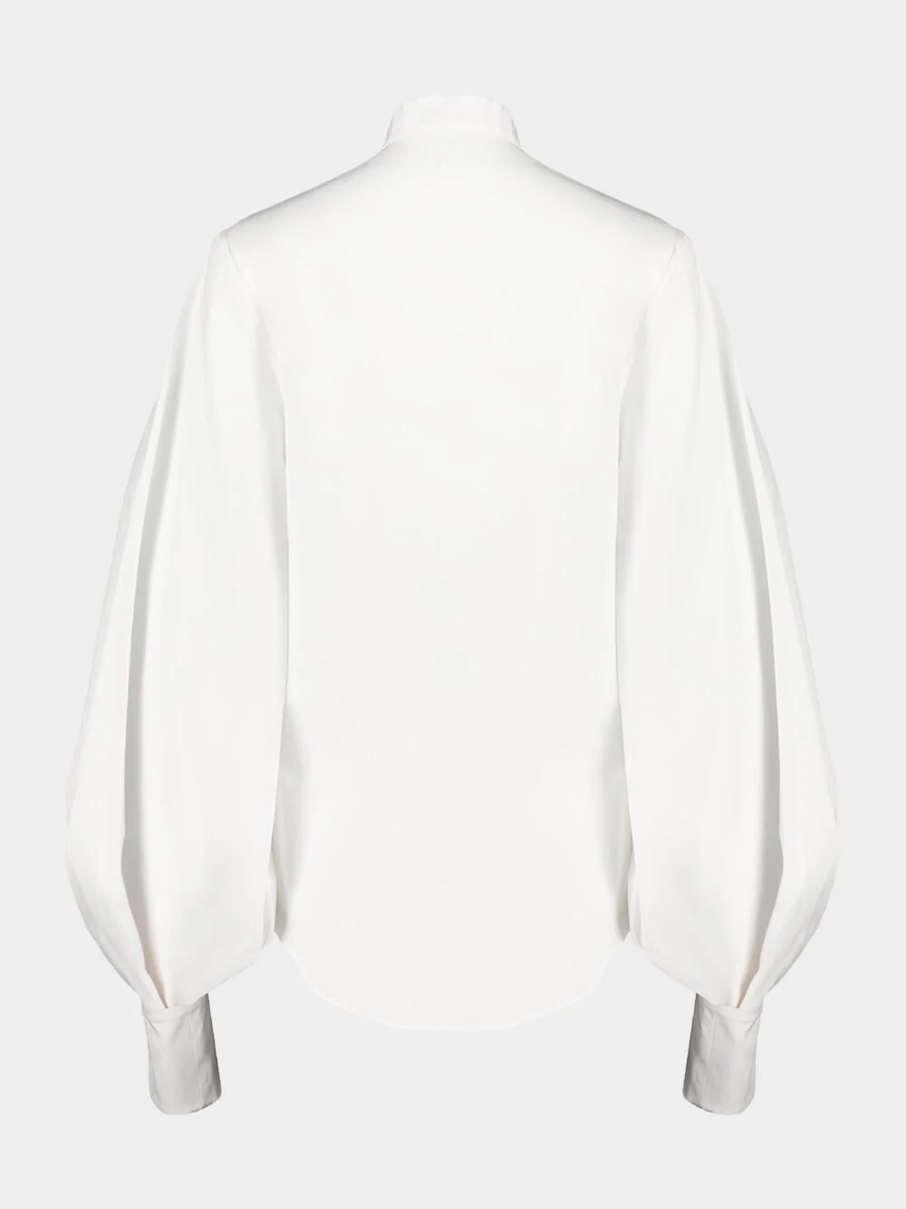White Cotton Poplin Puff Sleeve Shirt - Image 2