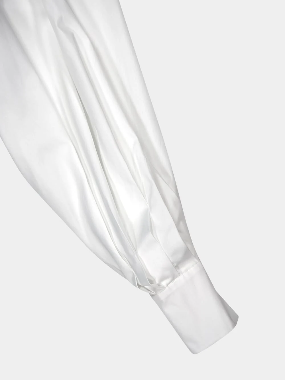 White Cotton Poplin Puff Sleeve Shirt - Image 4