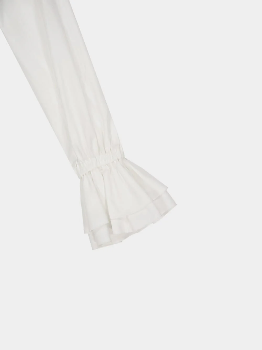 White Cropped Ruffled Poplin Shirt - Image 8