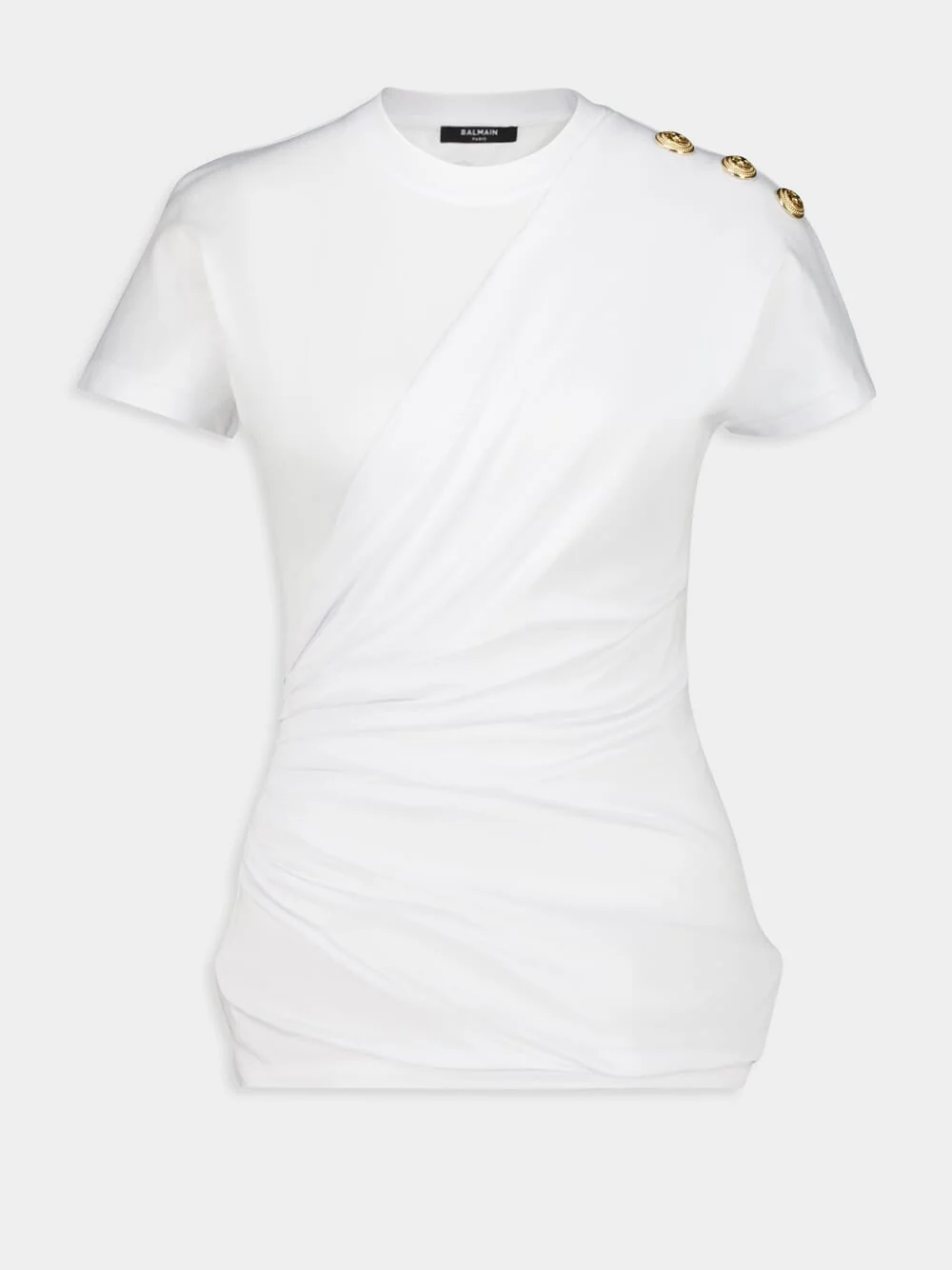 White Draped Jersey T-Shirt